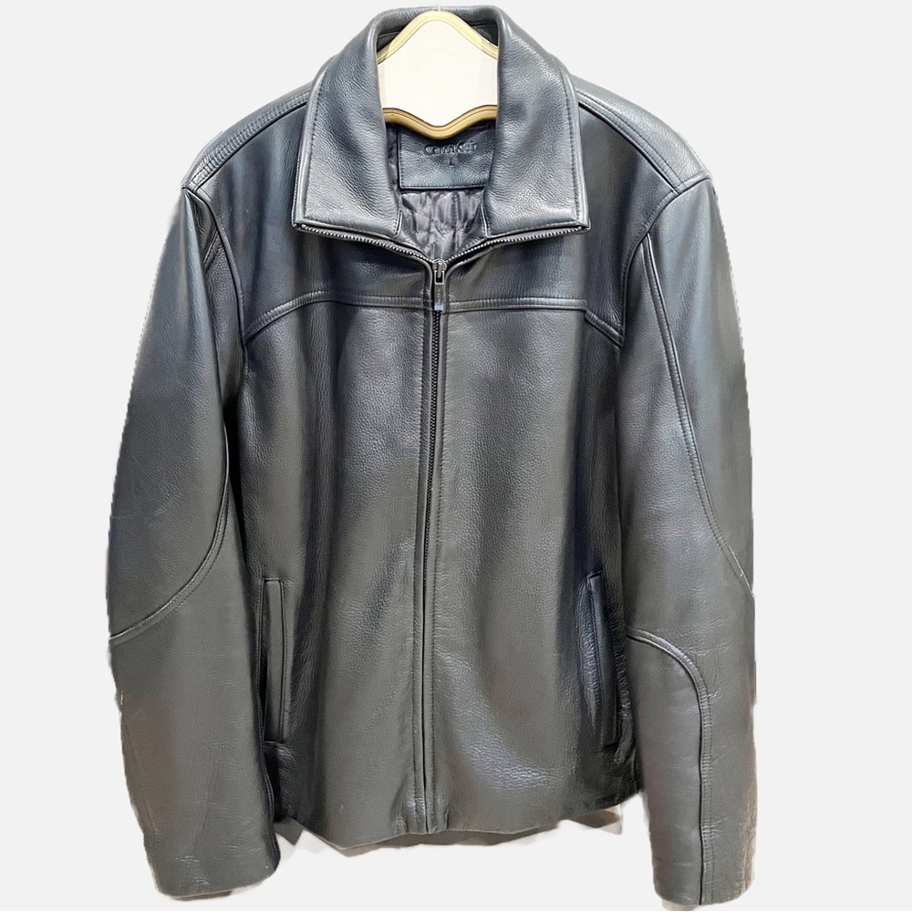Calvin Klein Black Leather Jacket Size Large
